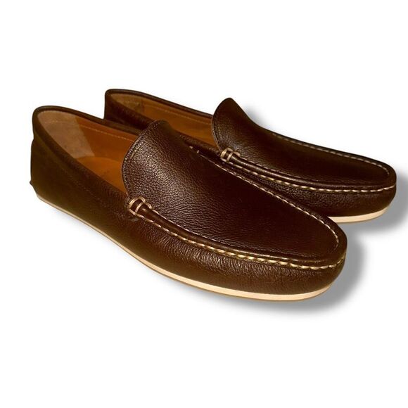 New Allen Edmonds Turner Venetian Loafer in Pebbled Brown Leather Sz 8 - Picture 1 of 10